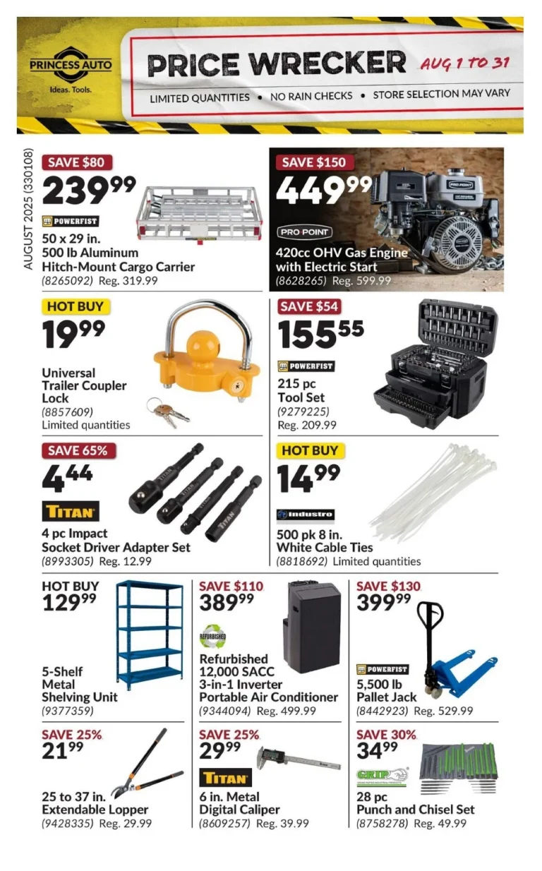 princess auto monthly flyer 2025 aug