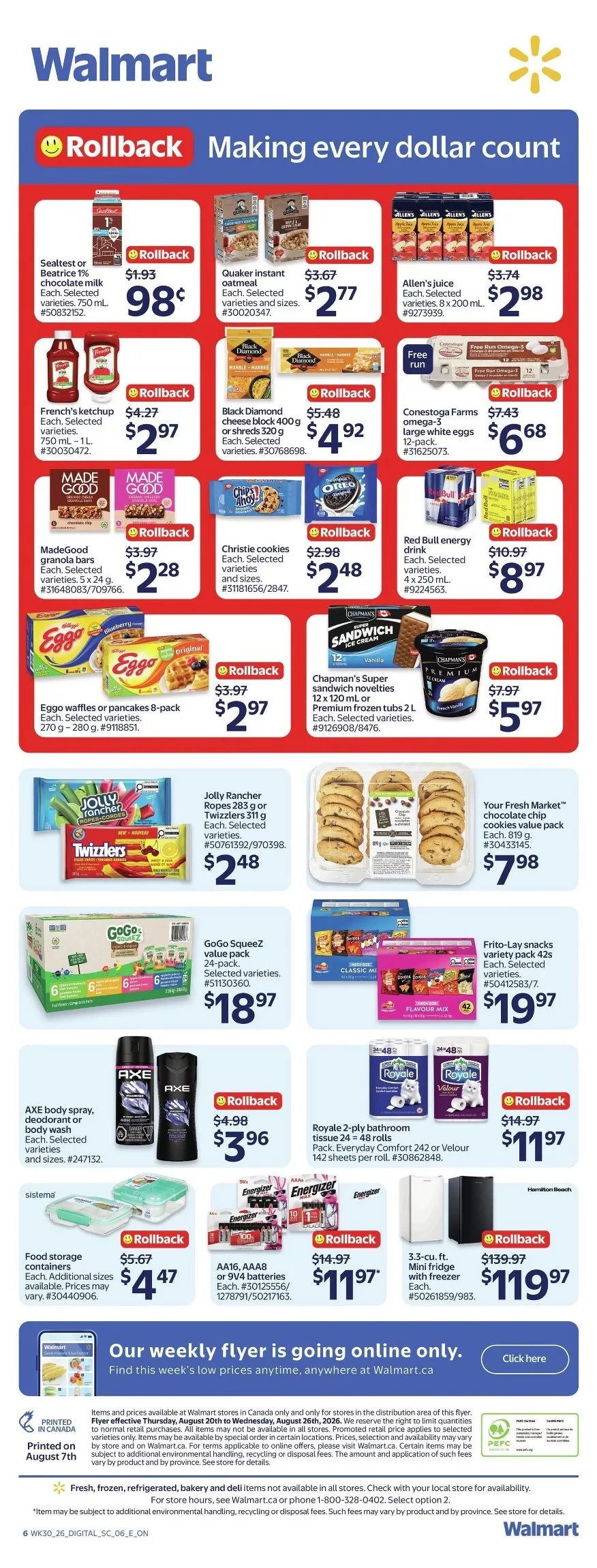 walmart flyer august 20 26 2