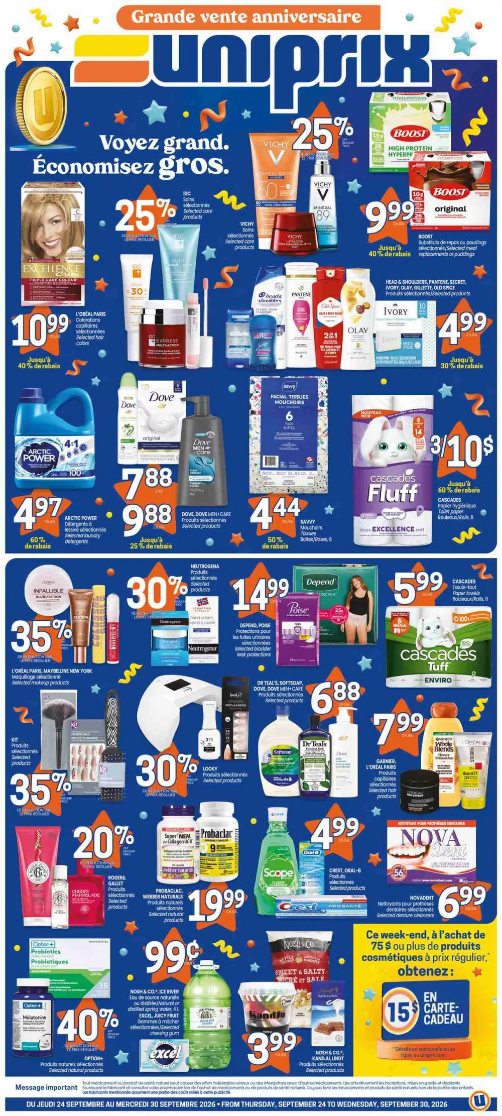 uniprix flyer week 39, uniprix circular semaine 39